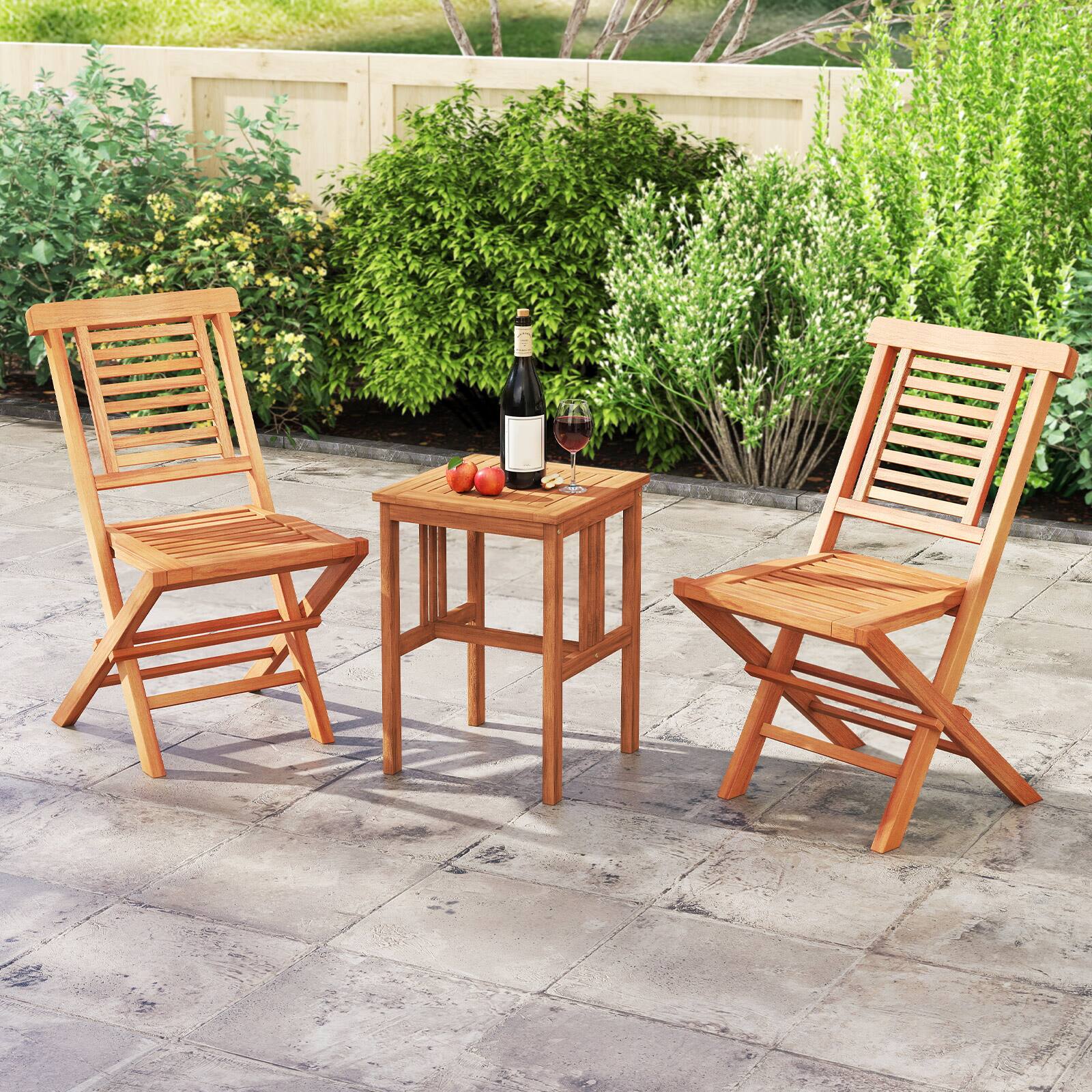 Alt View 5. Costway - Costway 4PCS Outdoor Dining Chairs Teak Wood Folding Patio Chairs with X-Shaped Support - Natural.