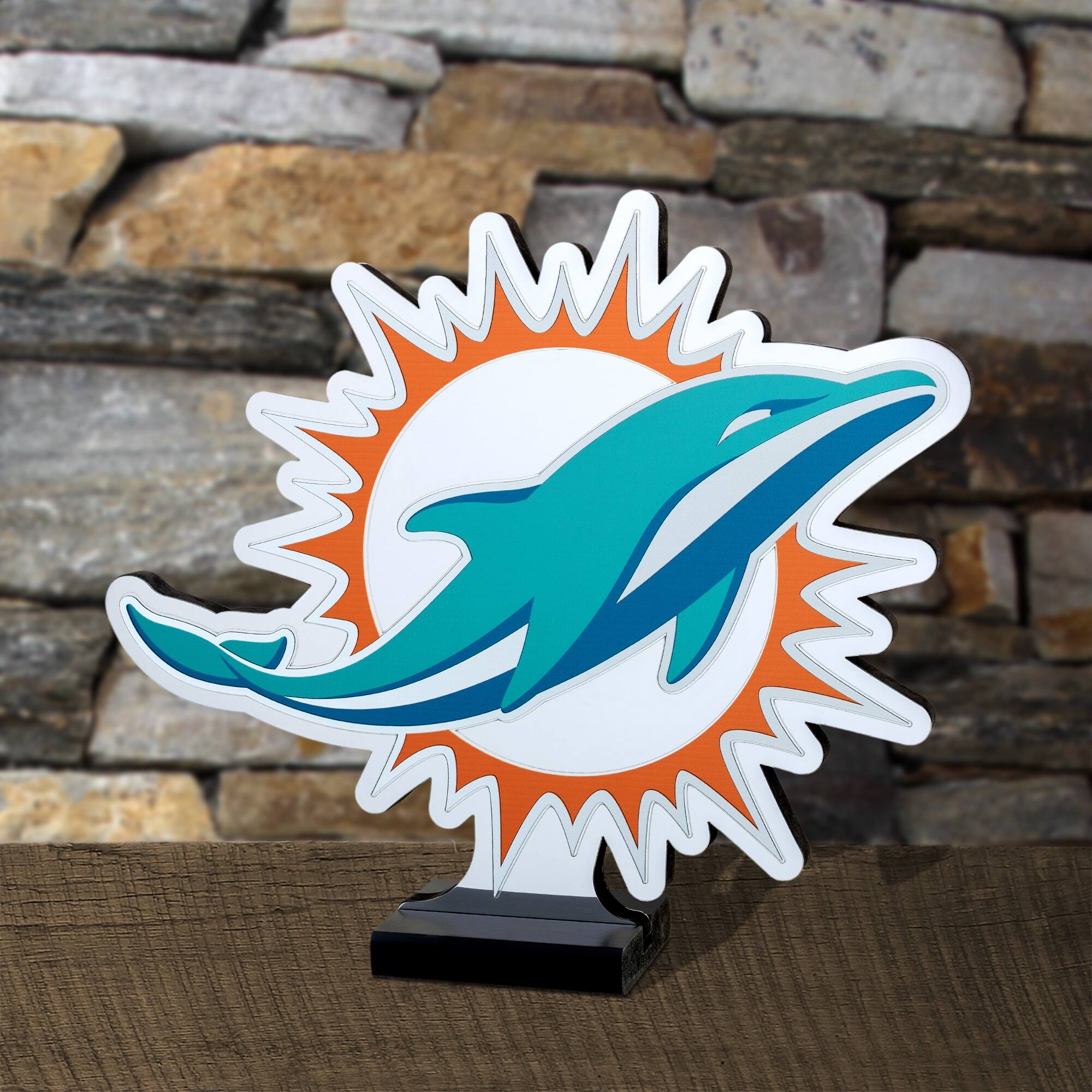 Alt View 3. Sporticulture - Miami Dolphins LED Infinity Logo Light - Green.