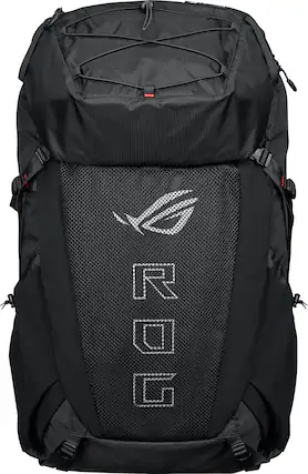 Front. ASUS - ROG Archer ErgoAir 40L Lightweight Modular Gaming Backpack with 18" Laptop Compartment and Waterproof Rain Cover - Black.