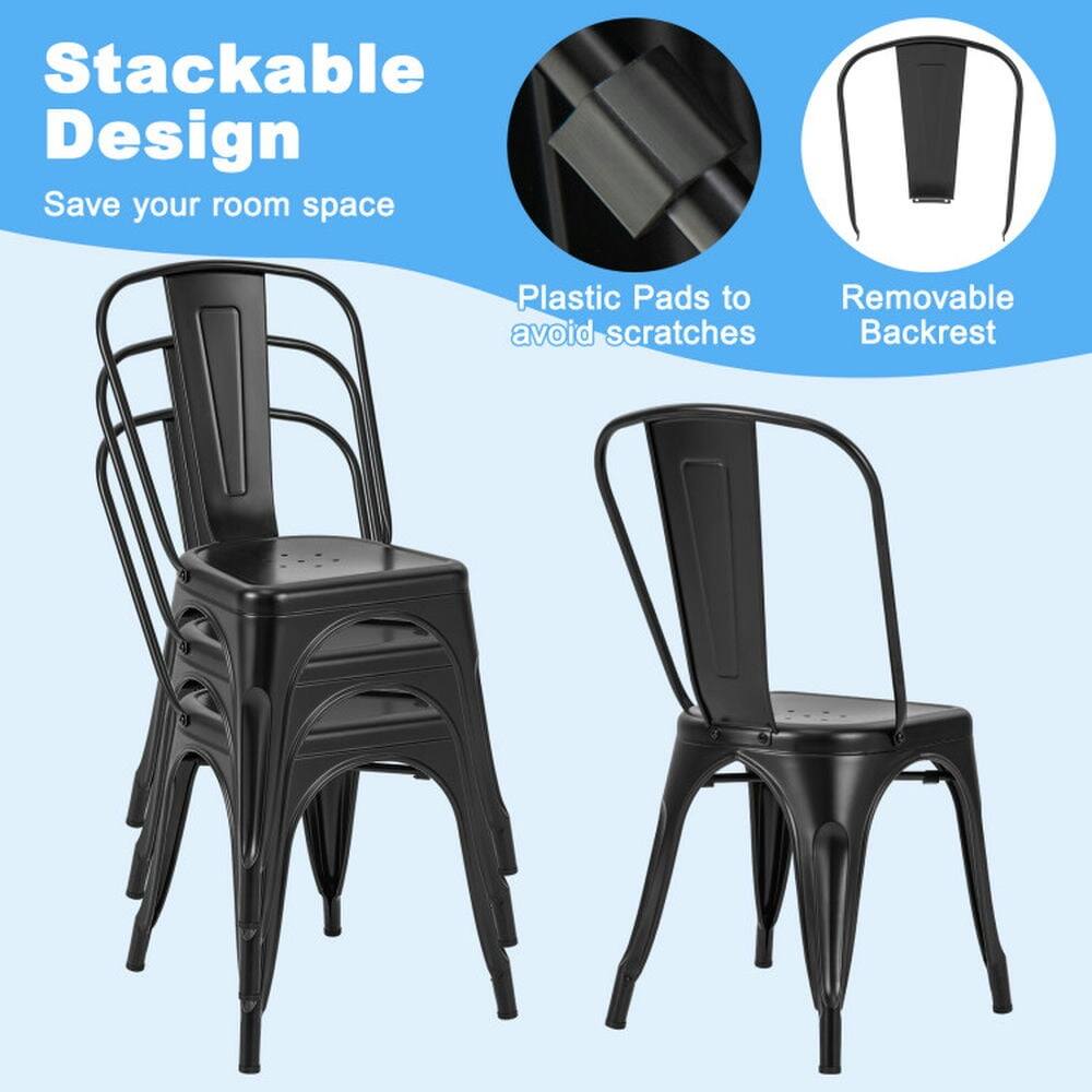 Stackable Design  
Save your room space  

Plastic Pads to avoid scratches  

Removable Backrest