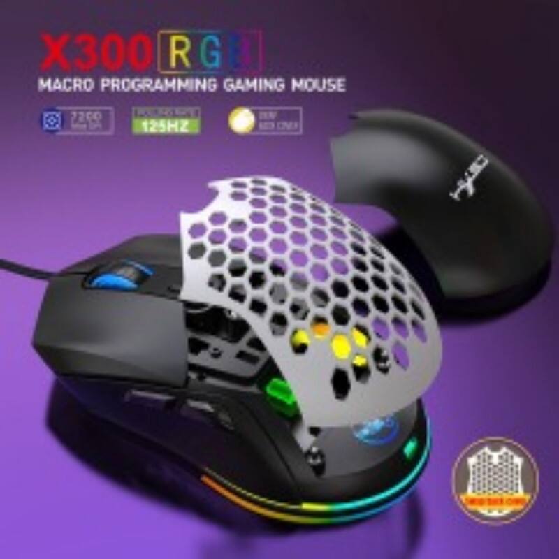 X300 RGB Macro Programming Gaming Mouse  
2200 DPI  
125Hz  
RGB