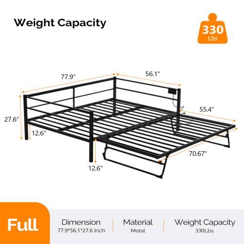 Weight Capacity: 330 Lbs  
Full Dimension: 77.9" x 56.1" x 27.6"  
Material: Metal  
Weight Capacity: 330 Lbs