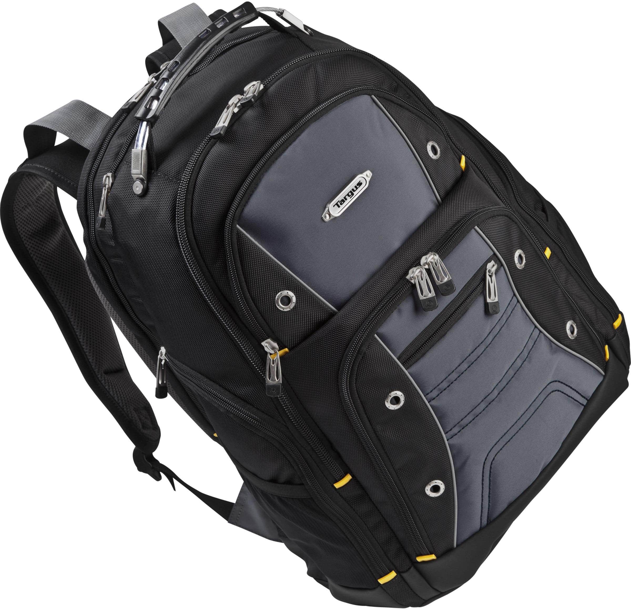 Alt View 12. Targus - Drifter II Laptop Backpack - Gray with yellow trim.