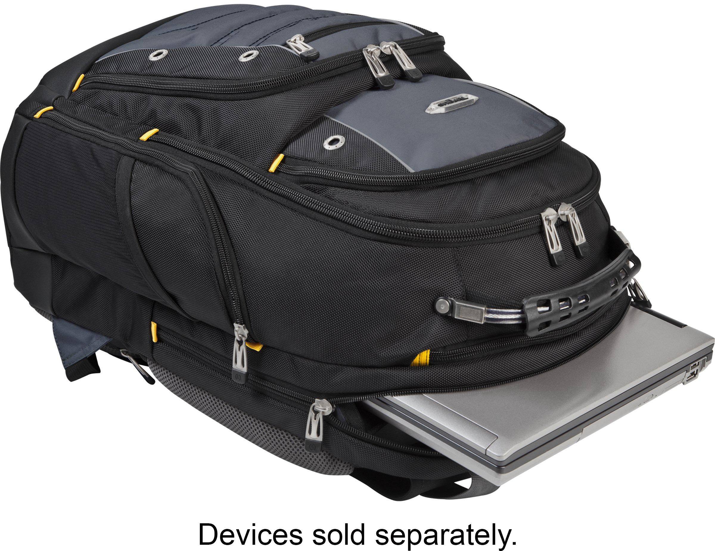 Alt View 16. Targus - Drifter II Laptop Backpack - Gray with yellow trim.