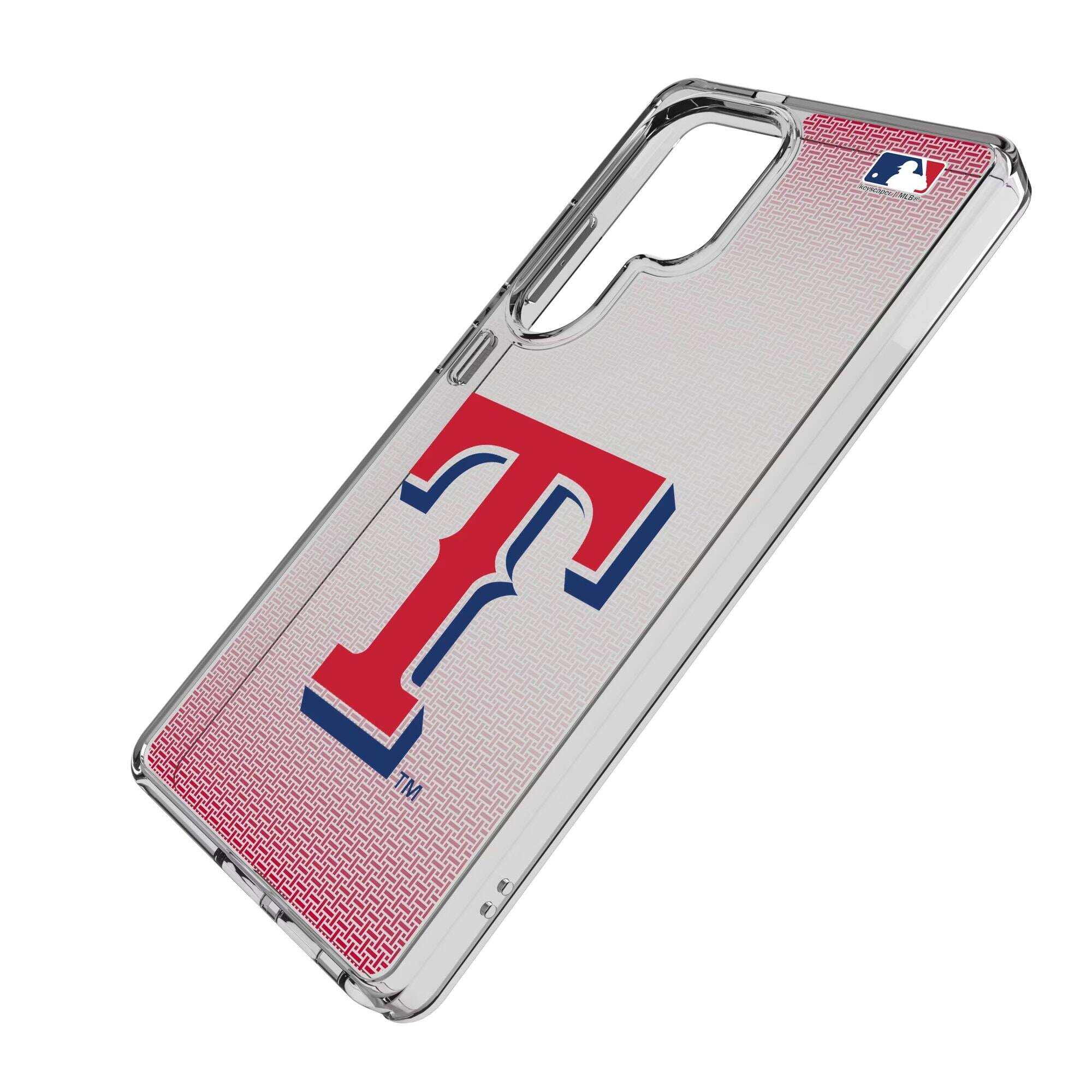 Alt View 1. Keyscaper - Texas Rangers Linen Logo Galaxy Clear Case - S23 Ultra - Multicolor.