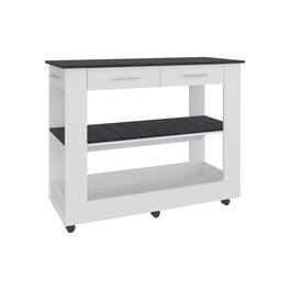 Loheer - Kitchen Island with Open Storage Stationary Rectangular 46 Inch - White