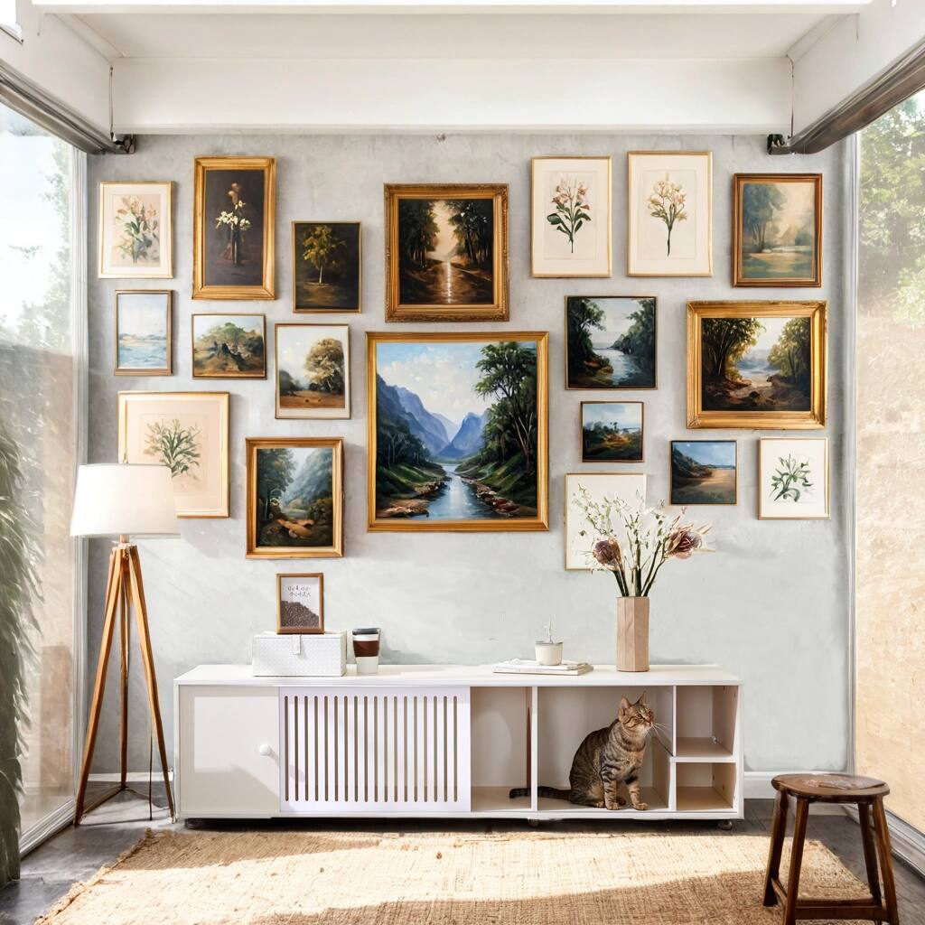 Alt View 5. Spaco - Spaco Modern TV Stand with Storage, Cat Litter Box Enclosure with Removable Sliding Door for Living Room - Cream White.