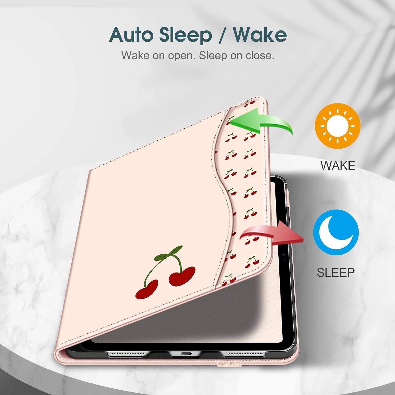 Auto Sleep / Wake  
Wake on open. Sleep on close.  

WAKE  
SLEEP
