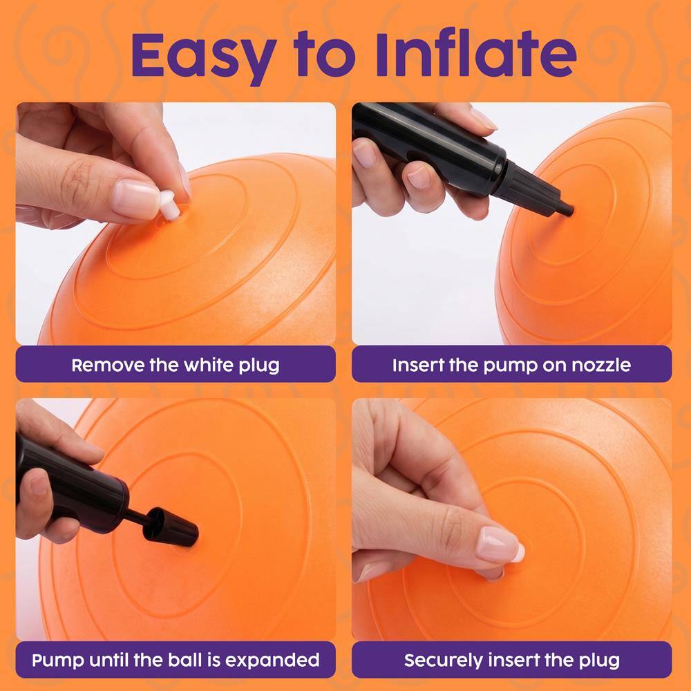 Easy to Inflate

Remove the white plug

Insert the pump on nozzle

Pump until the ball is expanded

Securely insert the plug