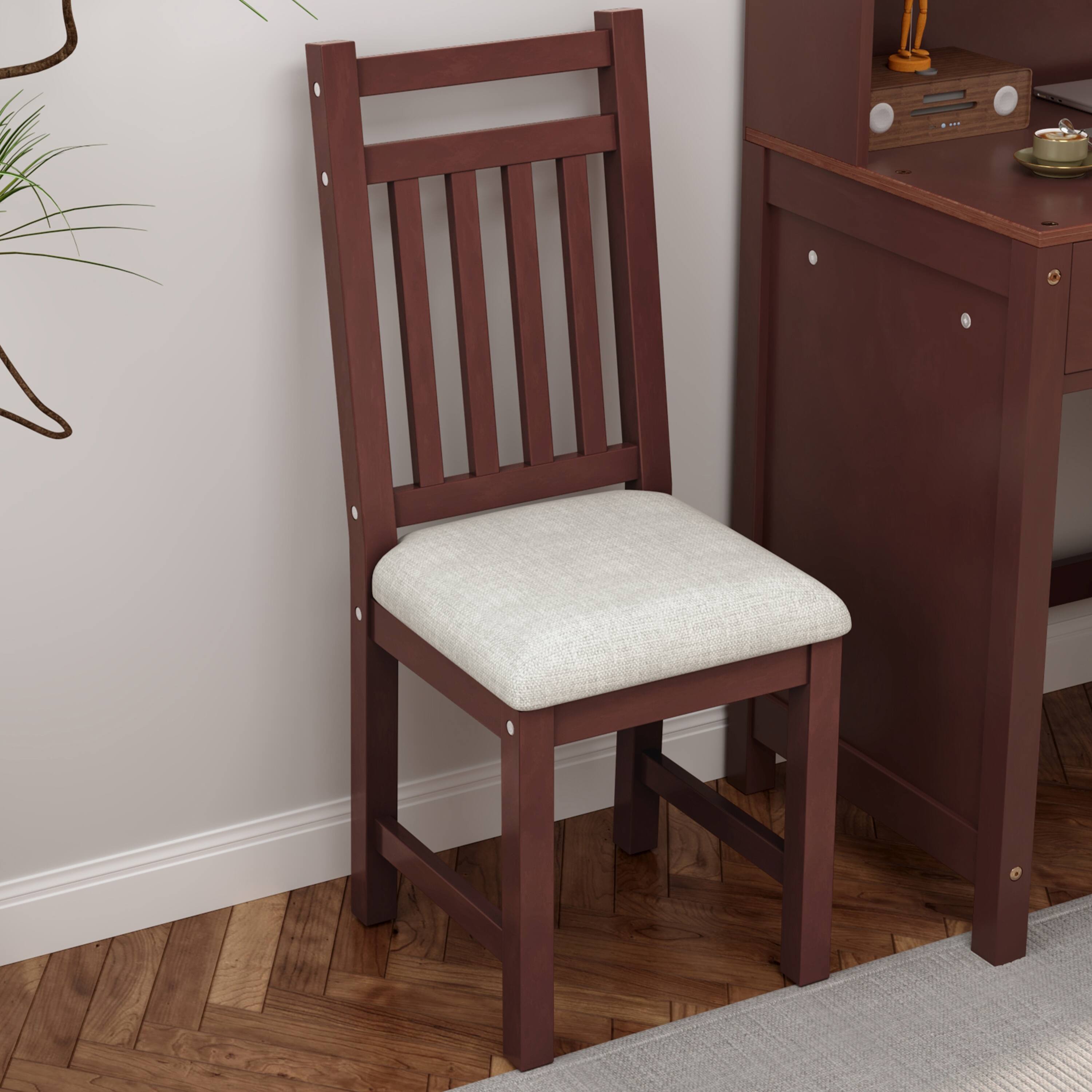 Alt View 1. Tiramisubest - Vintage 40" Home Executive Desk and Upholstered Chair Set,Computer Desk with 4 Drawers,Storage Shelf and Chair,Espresso - Espresso.