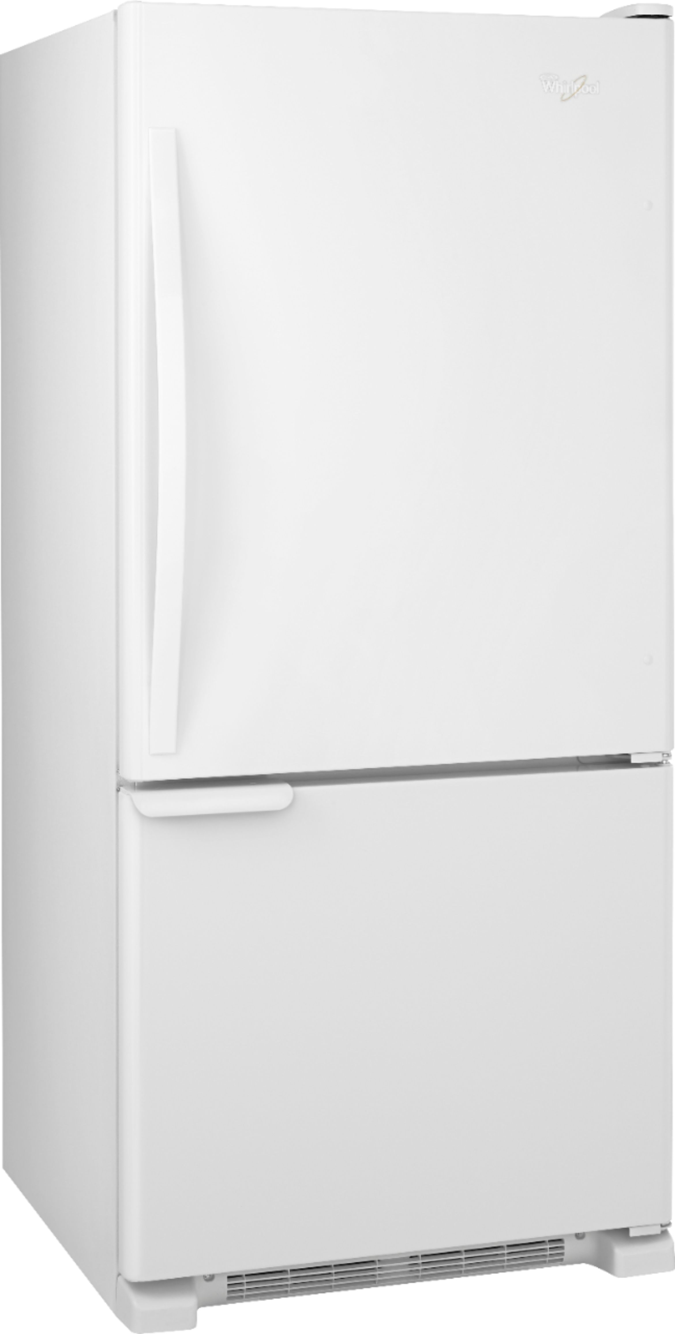 Angle View: Whirlpool - 18.5 Cu. Ft. Bottom-Freezer Refrigerator - White on White