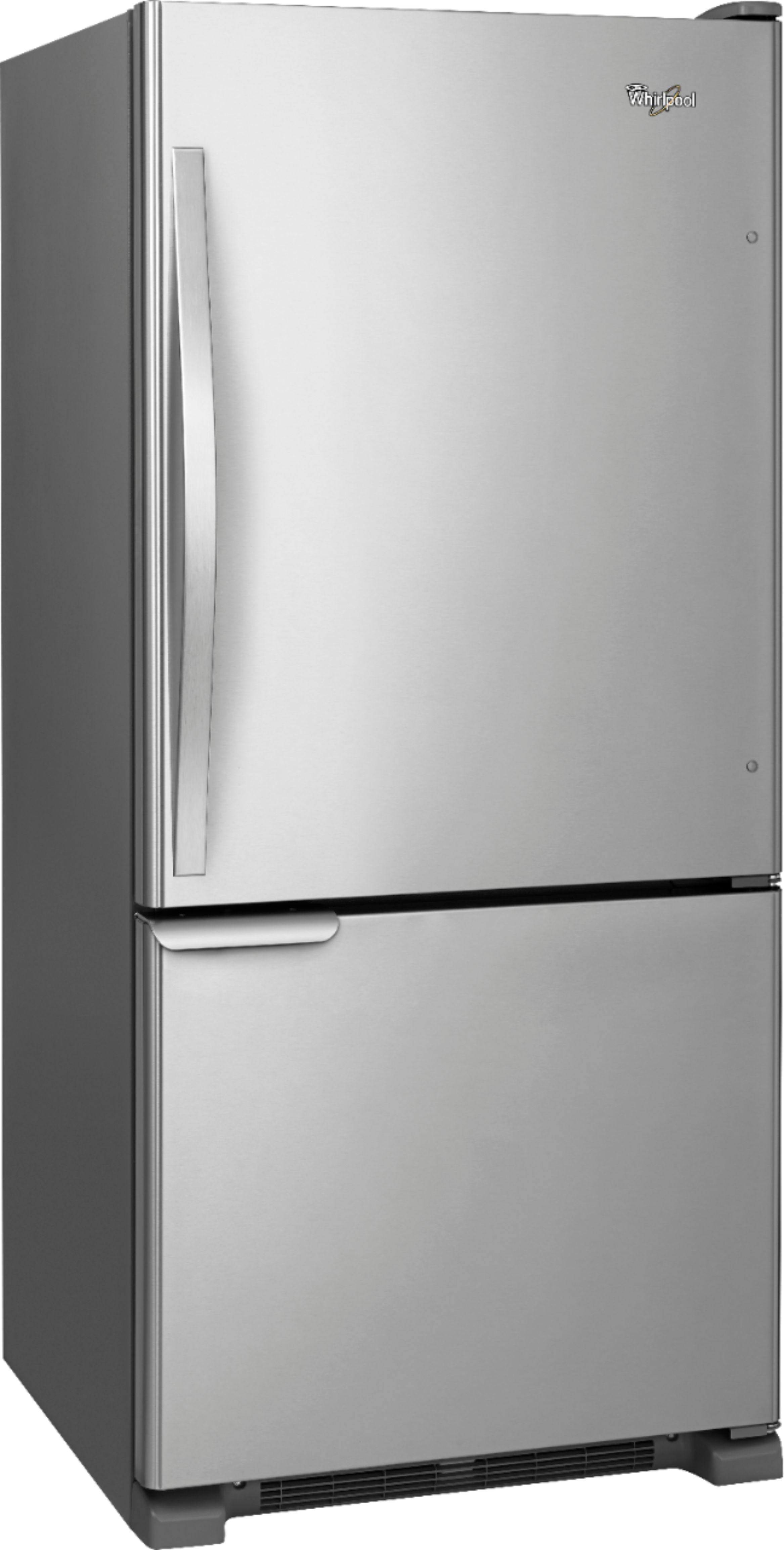 Angle View: Whirlpool - 18.5 Cu. Ft. Bottom-Freezer Refrigerator - Stainless steel