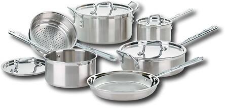 Front Standard. Cuisinart - 10-Piece MultiClad Stainless-Steel Cookware Set.