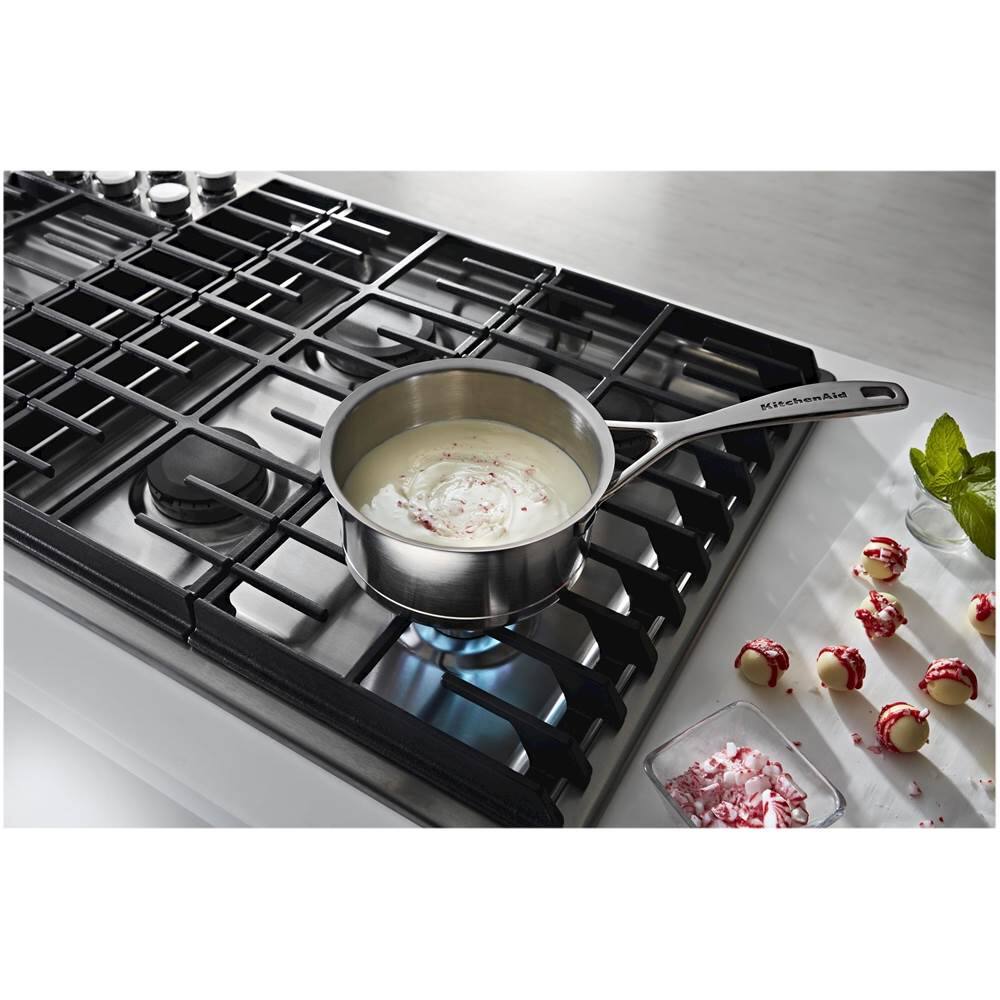 Alt View 16. KitchenAid - 36" Gas Cooktop - Stainless Steel.