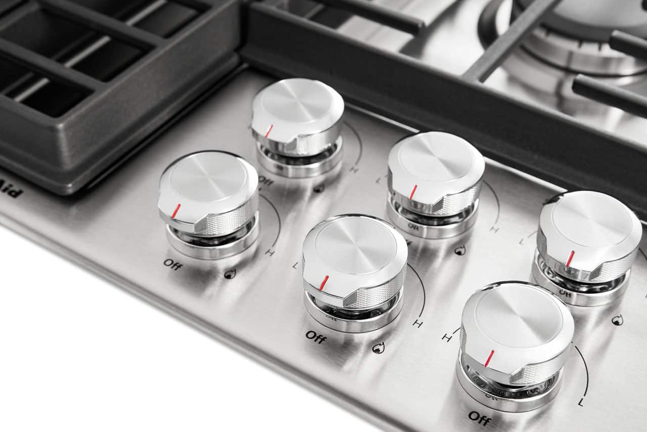 Alt View 14. KitchenAid - 36" Gas Cooktop - Stainless Steel.