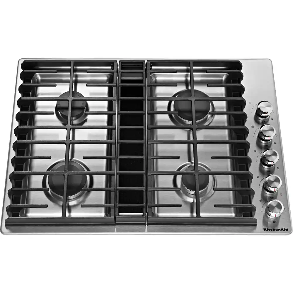 Front. KitchenAid - 30" Gas Cooktop - Stainless Steel.