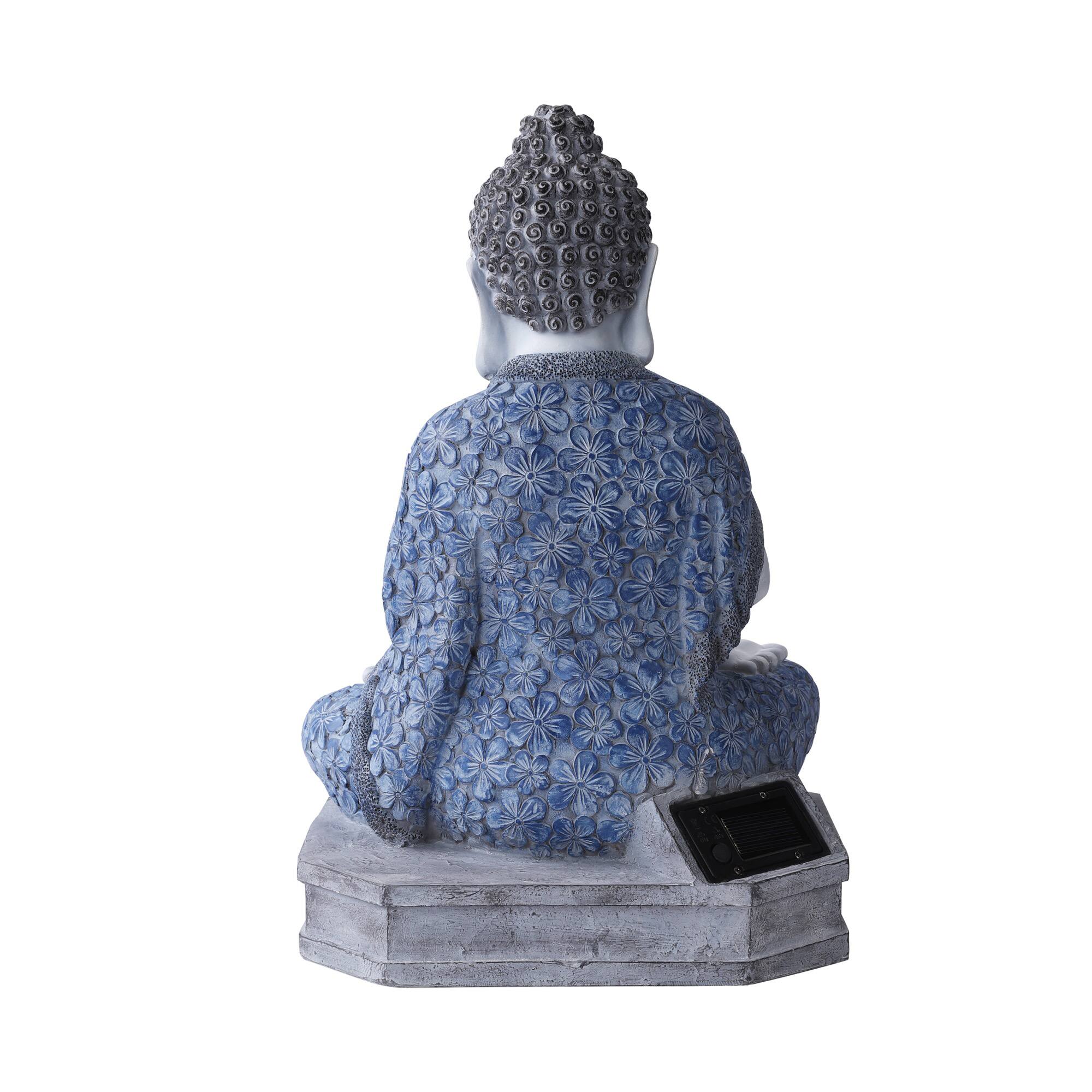 Alt View 5. Techko - Outdoor Solar Meditating Buddha with Integrated LED Spotlight.