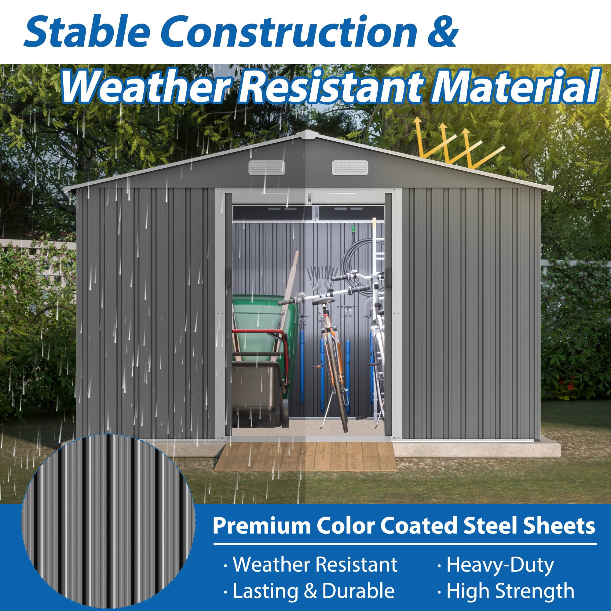 Stable Construction & Weather Resistant Material

Premium Color Coated Steel Sheets
- Weather Resistant
- Lasting & Durable
- Heavy-Duty
- High Strength