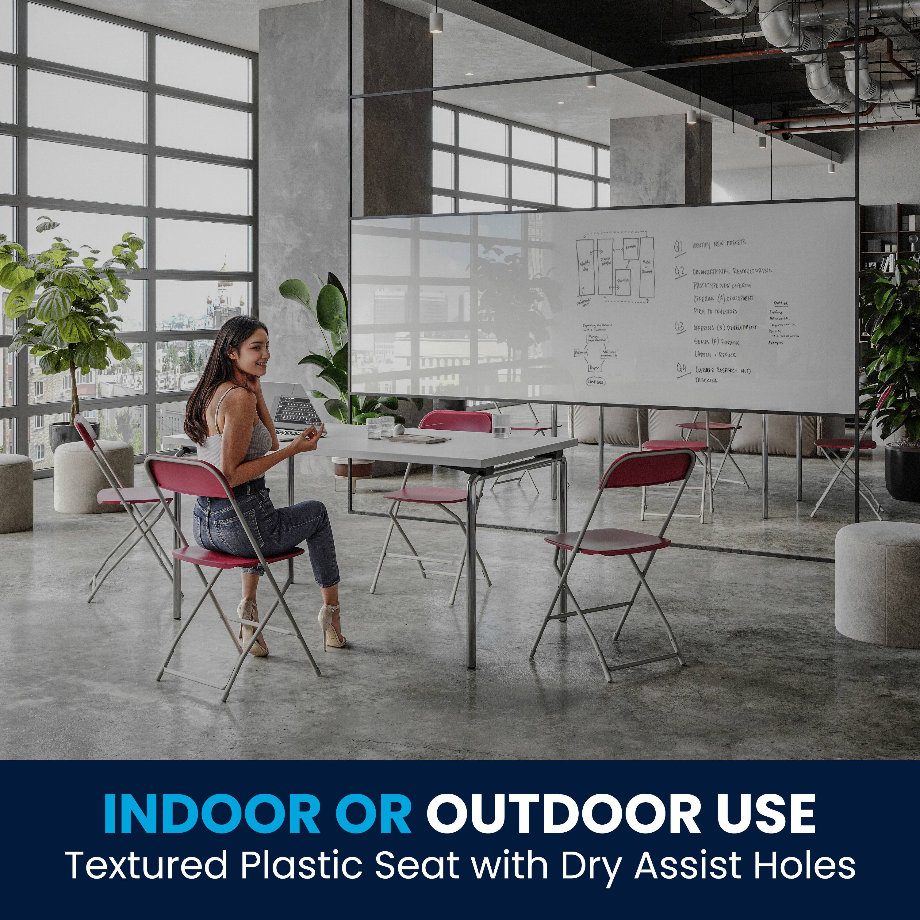 INDOOR OR OUTDOOR USE  
Textured Plastic Seat with Dry Assist Holes