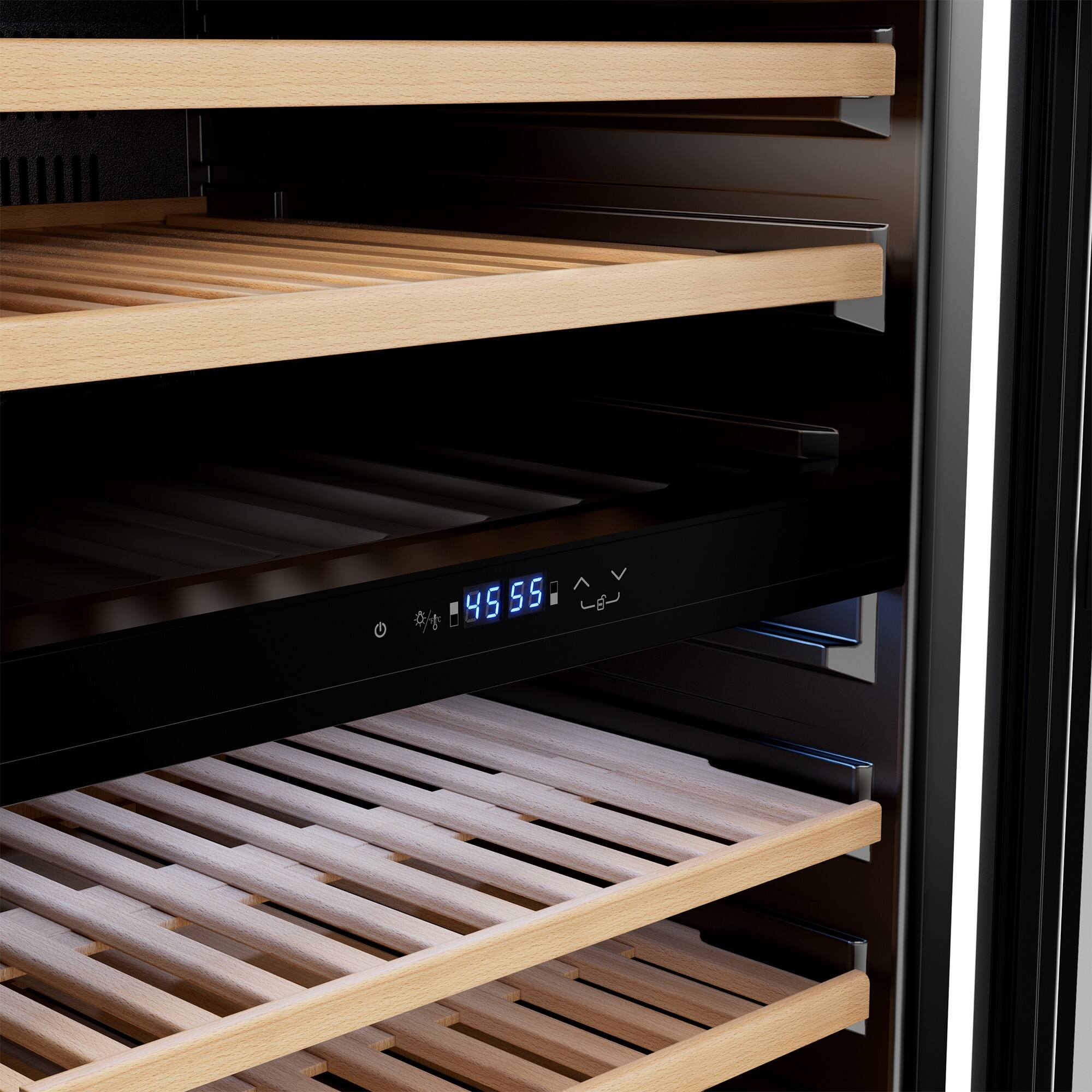 Alt View 1. Empava - 23.43 In. 163-bottle Dual Zone Freestanding Wine Cooler - Compressor Cooling, 13 Shelves, Wine Fridge 41-64°F In Black - Black.