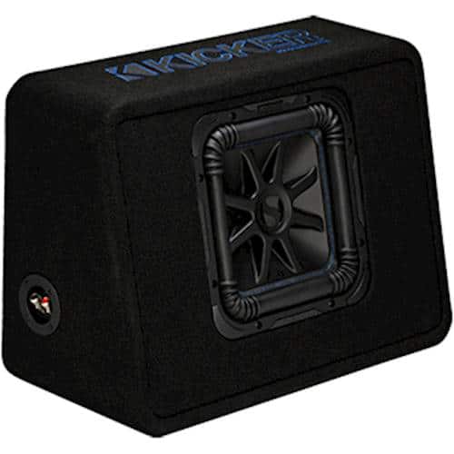 Angle. KICKER - Solo-Baric L7S 10" Single-Voice-Coil 2-Ohm Loaded Subwoofer Enclosure - Black.