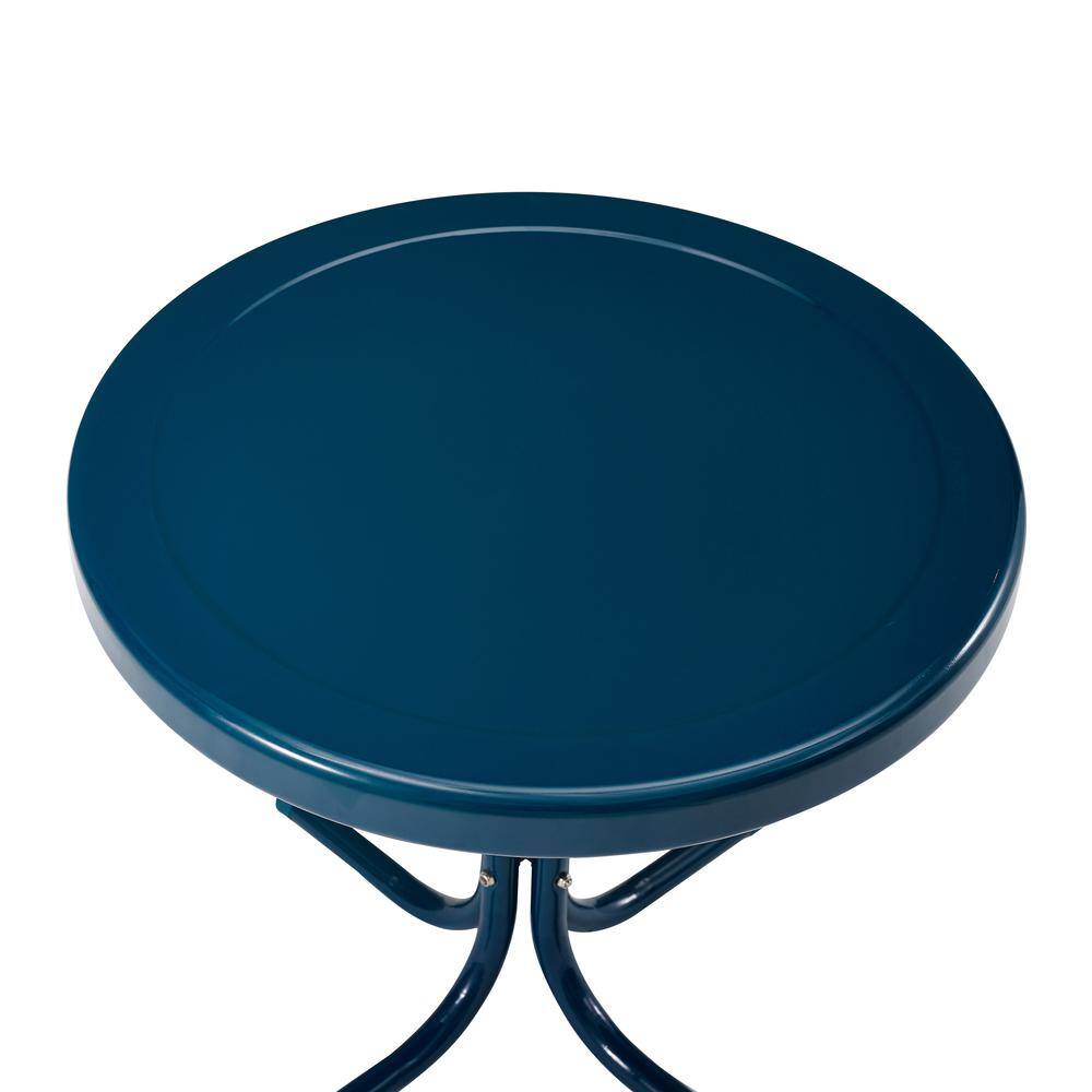 Angle. Crosley Furniture - Griffith Retro Outdoor Side Table - Navy Gloss.