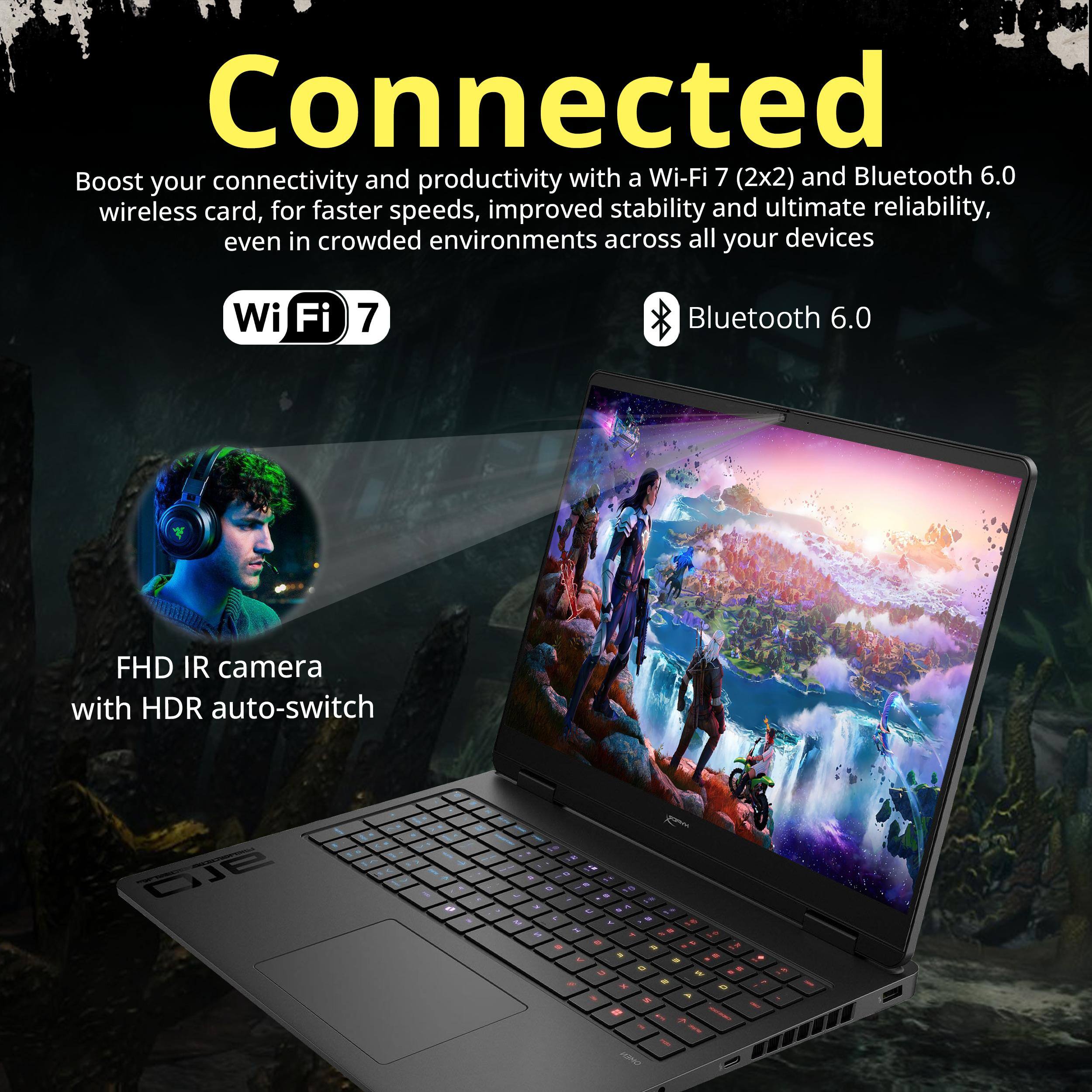 Boost your connectivity and productivity with a Wi-Fi 7 (2x2) and Bluetooth 6.0 wireless card, for faster speeds, improved stability and ultimate reliability, even in crowded environments across all your devices

Wi-Fi 7

Bluetooth 6.0

FHD IR camera with HDR auto-switch