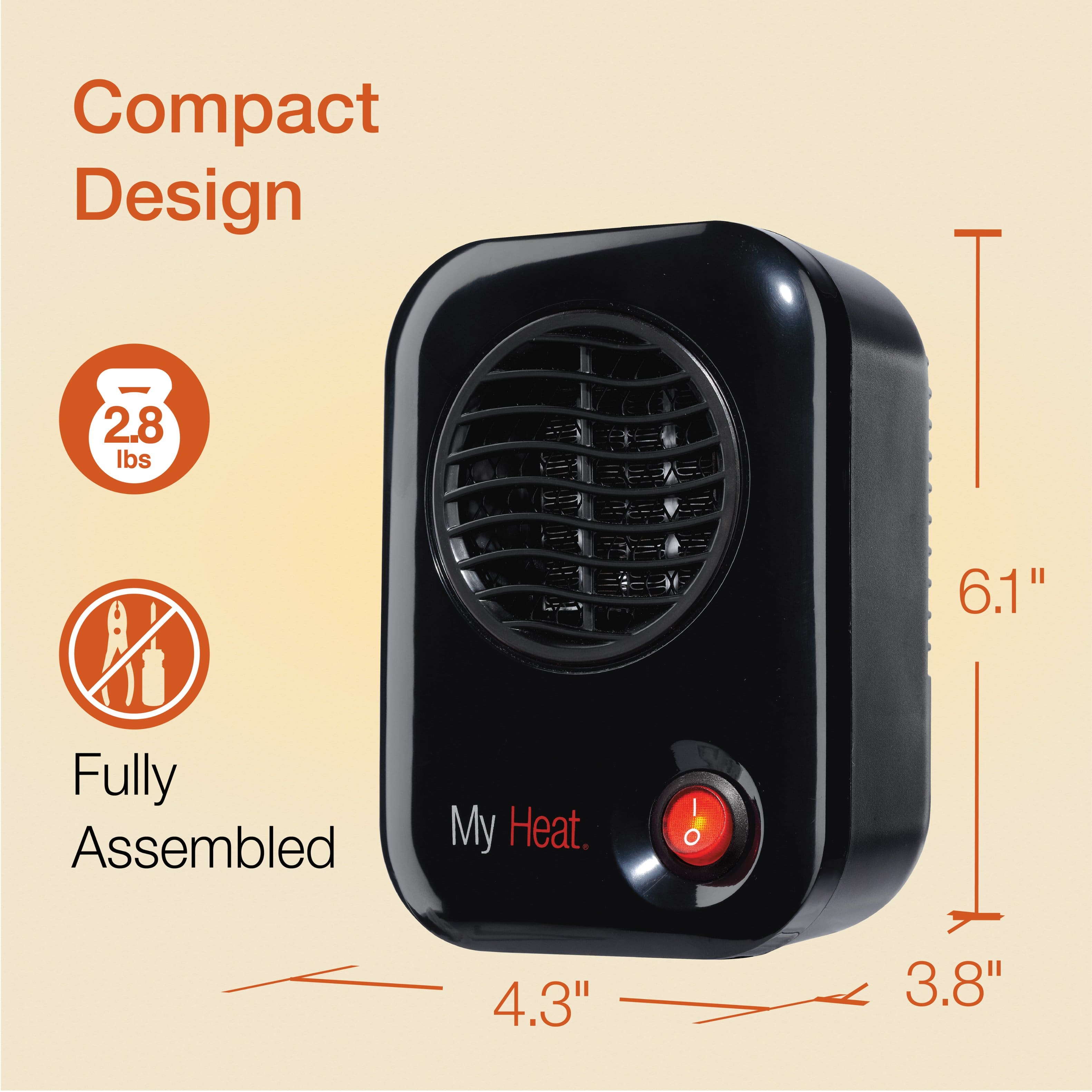 Alt View 13. Lasko - MyHeat 200-Watt Personal Electric Portable Ceramic Space Heater, 100 - Black.