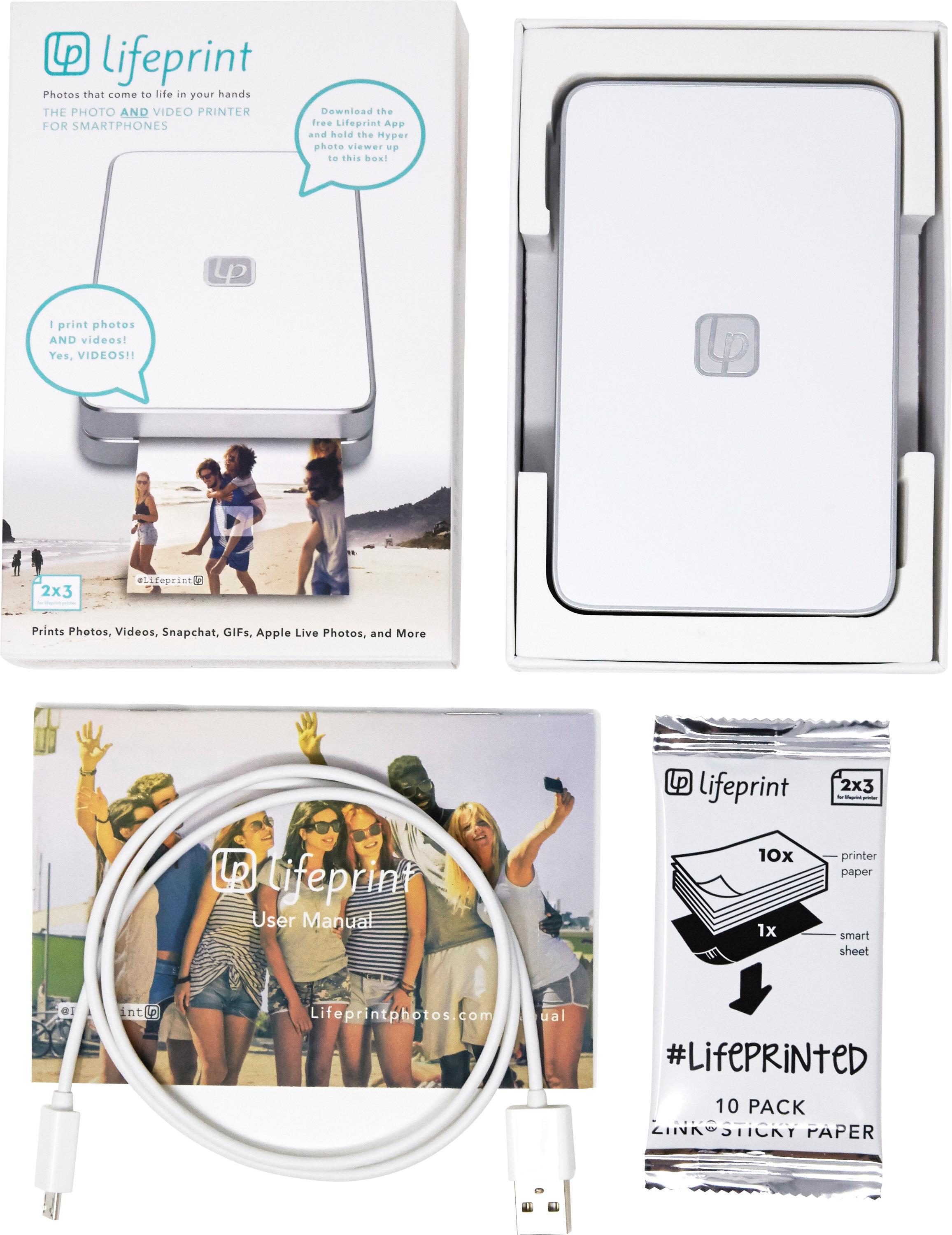Best Buy: Lifeprint 2x3 Instant Photo and Video Printer White LP001-3