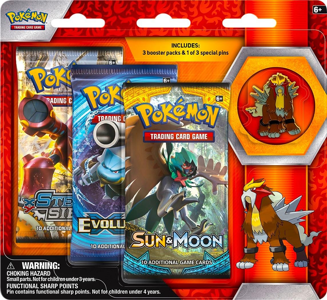 Best Buy: Pokémon Collector's Pin 3-Pack Blister (Raikou, Entei, or Suicune)  Trading Cards Styles May Vary 80295