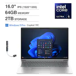 HP - Probook 460 Laptop (Ultra 5 125U, 64GB, 2TB SSD, 16.0, (1920x1200), Intel Graphics, Win 11 Pro ) - Silver