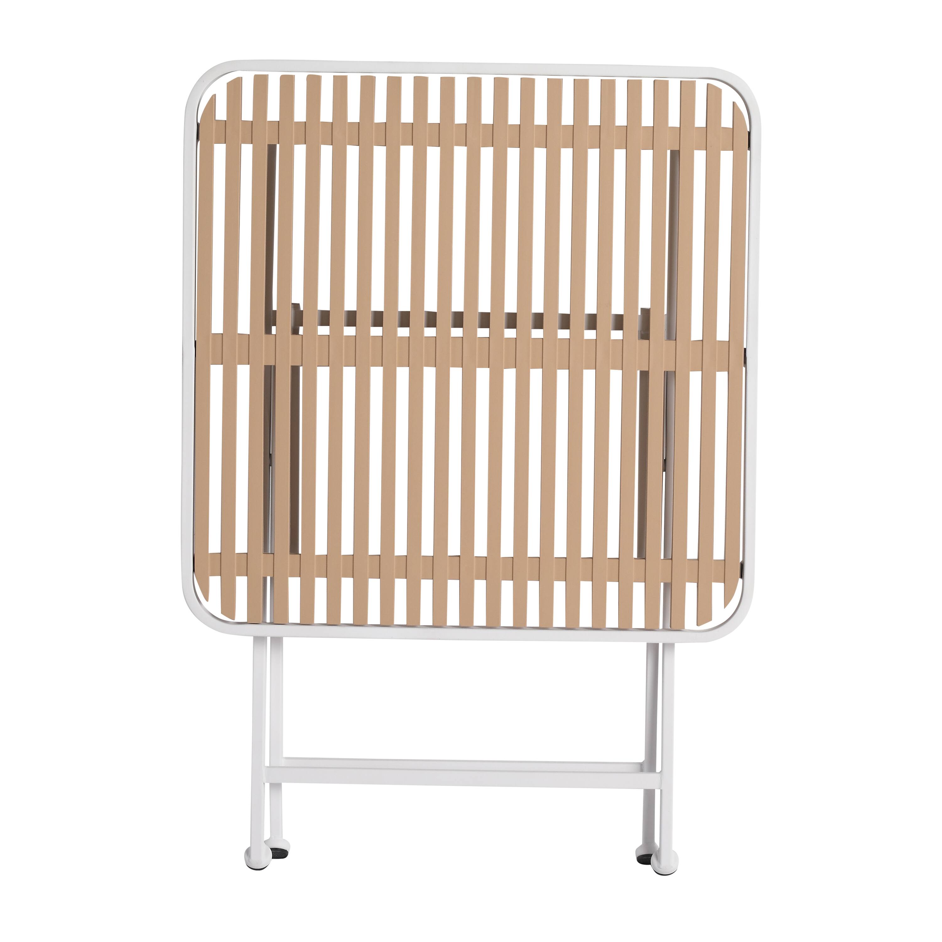 Alt View 7. Mondawe - Modern Folding Square Table, Polypropylene Tabletop with Metal Legs - khaki+White.