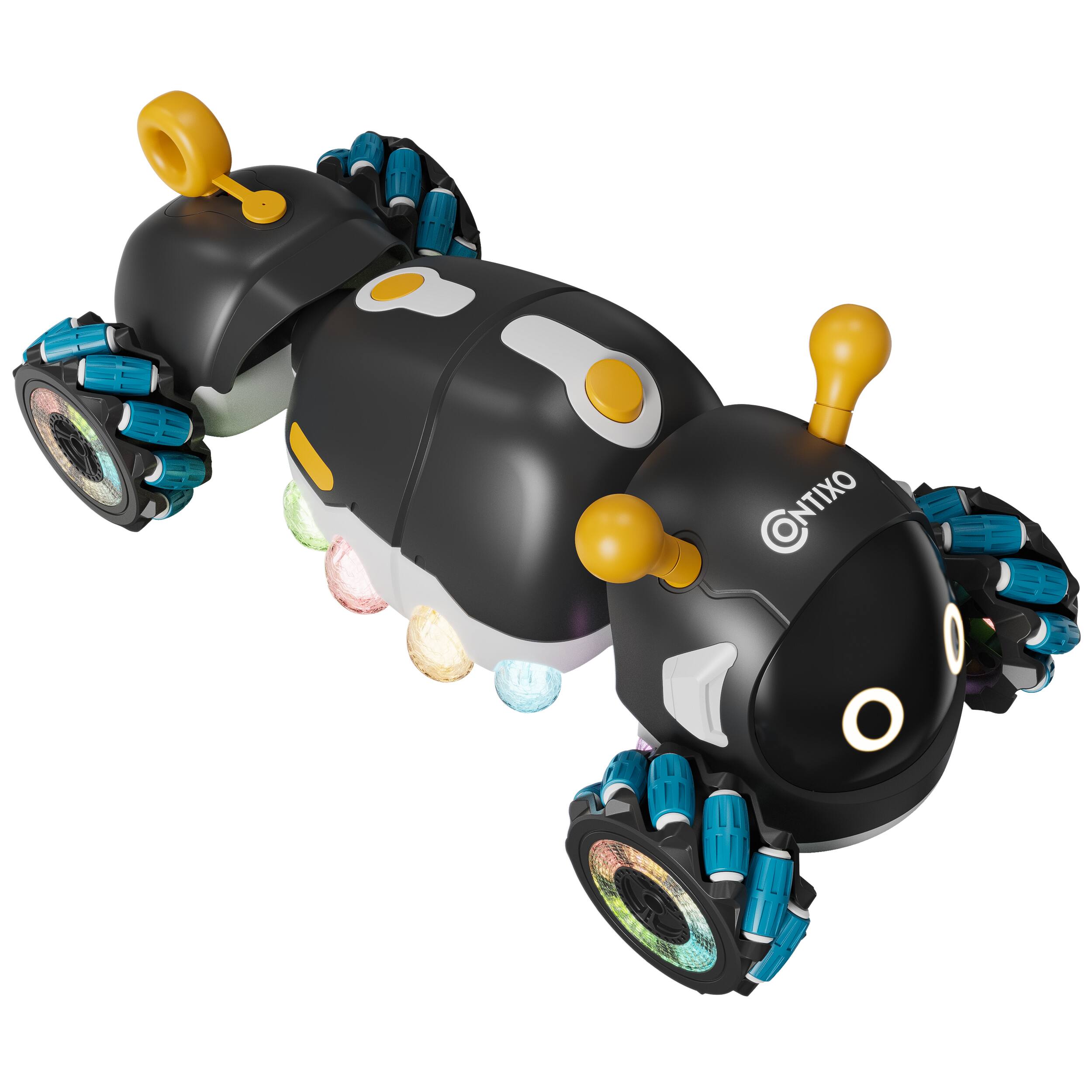 Angle. Contixo - RC1 Mech Stunt RC Caterpillar Car with 2.4GHz Remote, 360° Spins, LED, Mist Spray, All-Terrain.