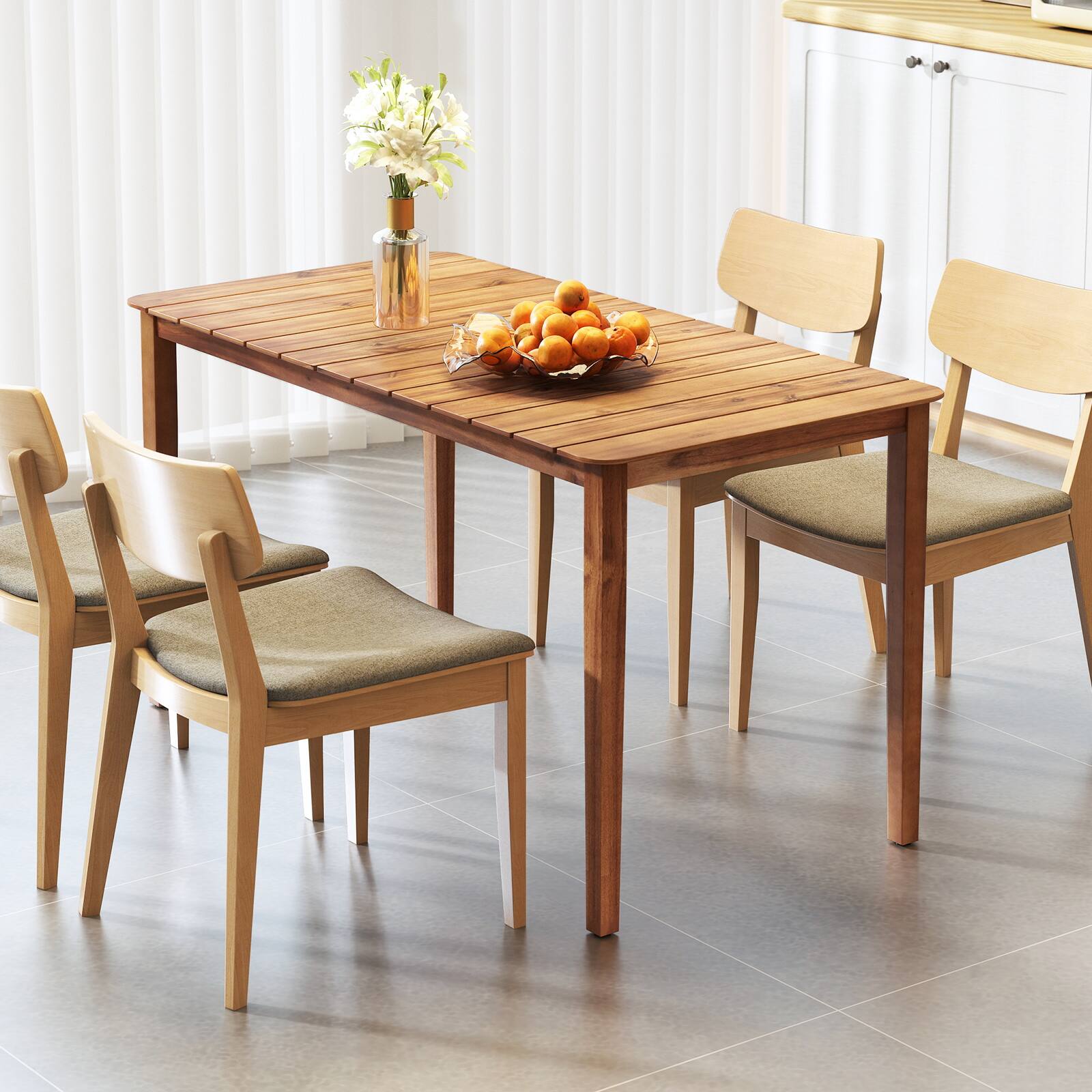 Alt View 7. Gymax - Gymax Rectangular Outdoor Dining Table 4-6 People Large Acacia Wood Patio Bistro Table - Natural.