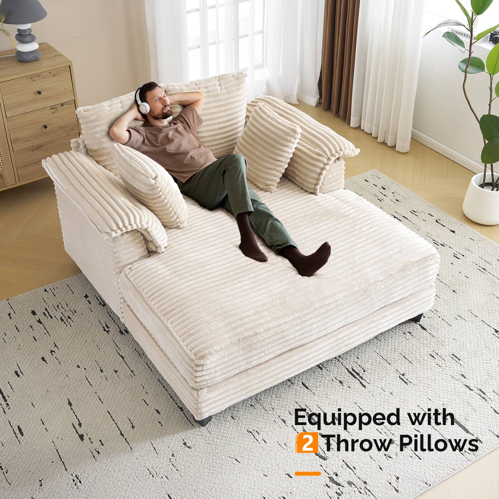 Equipped with 2 Throw Pillows