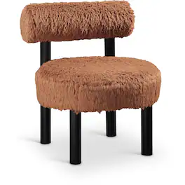 Meridian Furniture - Ambre Saddle Vegan Shearling Fabric Upholstered Accent Chair - Black