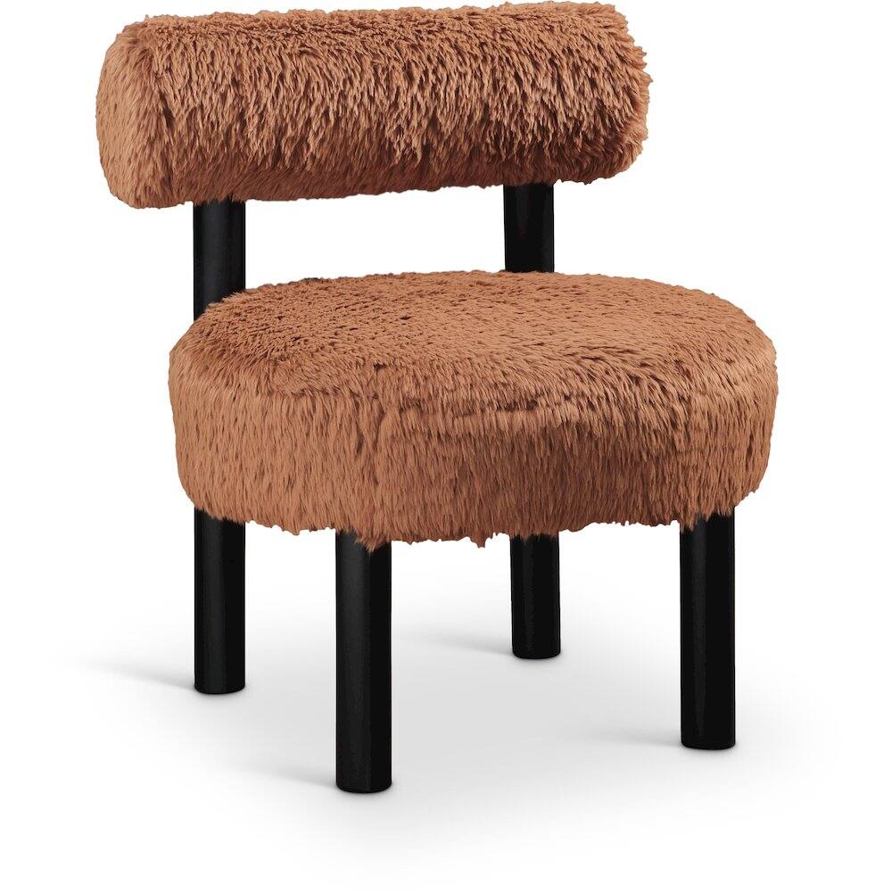 Front. Meridian Furniture - Ambre Saddle Vegan Shearling Fabric Upholstered Accent Chair - Black.