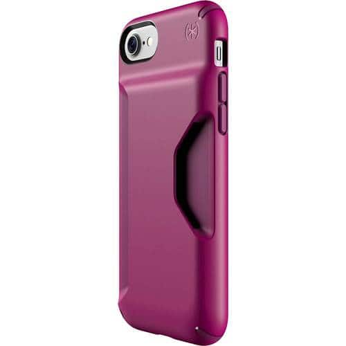Speck - Presidio WALLET Case for Apple® iPhone® 7 - Magenta pink/syrah purple - Larger Front