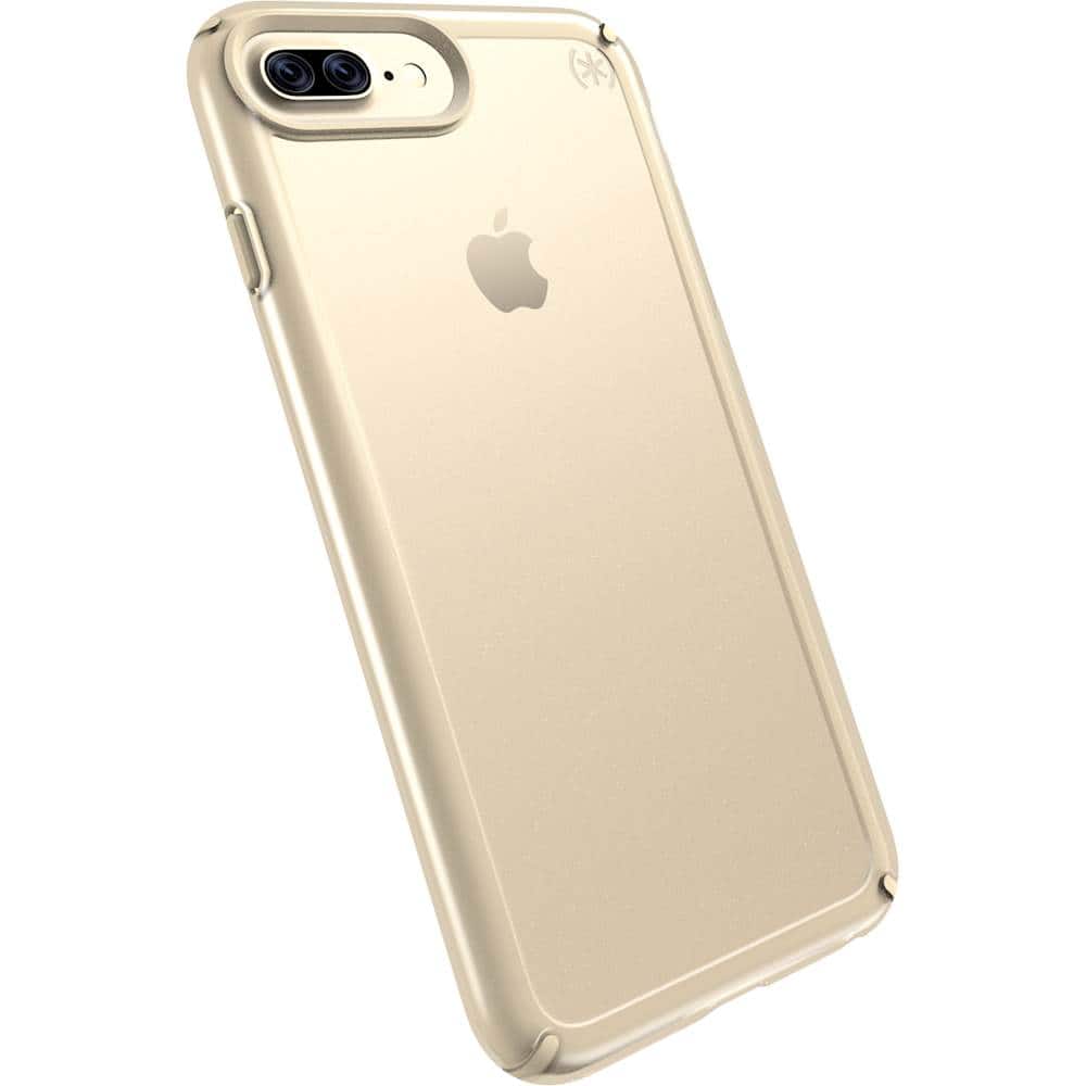 Front. Speck - Presidio Show Case for Apple® iPhone® 7 Plus - Clear/Pale Yellow Gold.