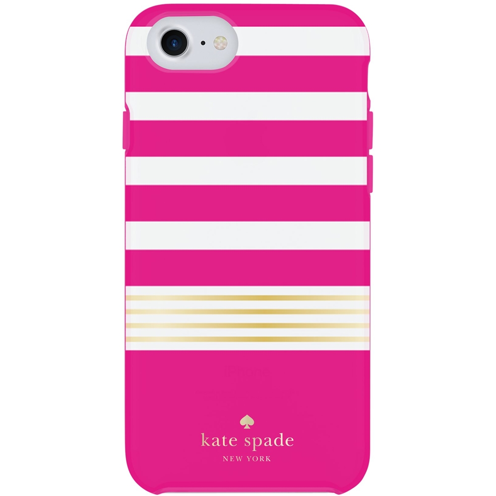 Best Buy: kate spade new york Case for Apple® iPhone® 7 Cream/gold  foil/stripe 2 pink KSIPH-068-STRPG