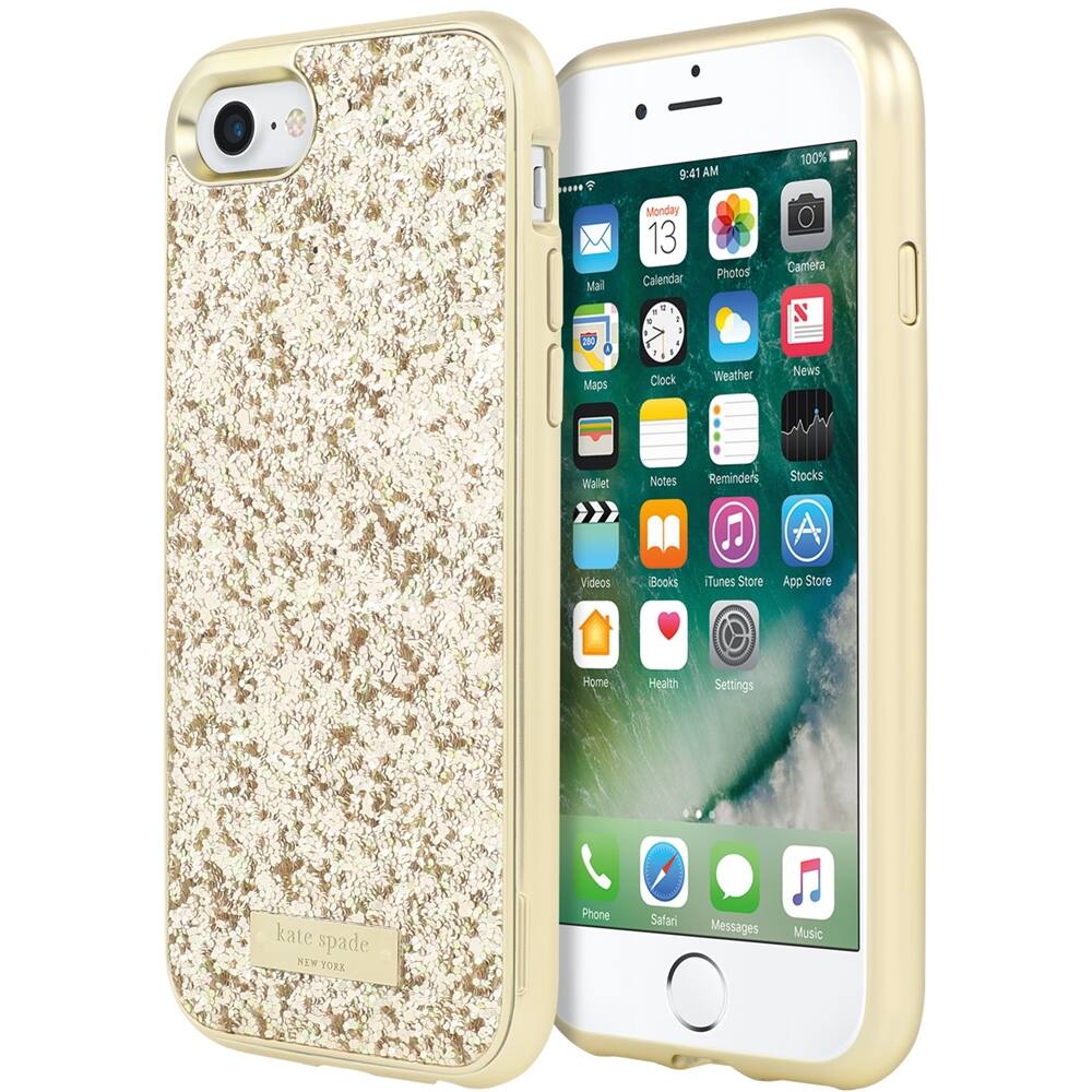 case for apple iphone 7 - gold/gold logo plate case for apple iphone 7 - gold/gold logo plate