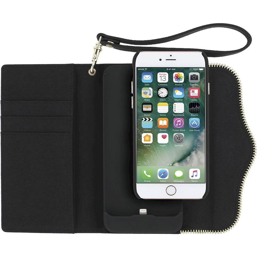 rebecca minkoff m.a.b. tech wristlet case for apple iphone 7 plus - black pebble