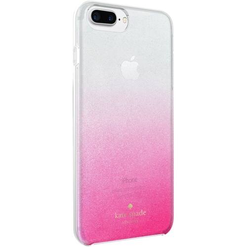 kate spade new york - Case for Apple® iPhone® 7 Plus - Clear/glitter silver/glitter ombre pink - Larger Front