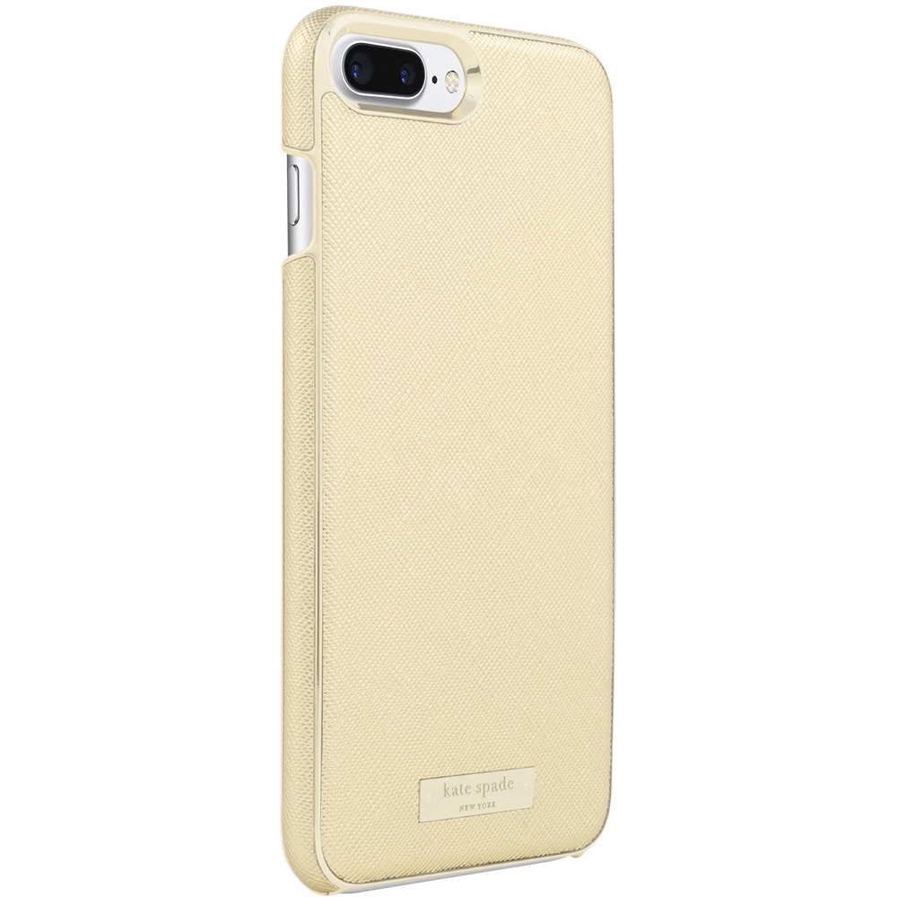 kate spade new york Case for Apple® iPhone® 7 Saffiano gold/gold logo plate  KSIPH-049-SGLD - Best Buy