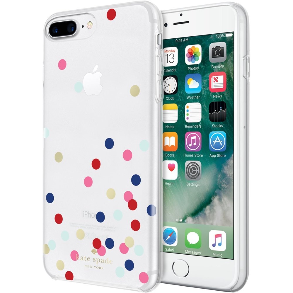 case for apple iphone 7 plus - clear/gold foil/confetti dot multi