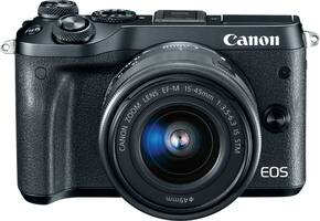 Canon - EOS M6 Mirrorless Camera with EF-M 15-45mm f/3.5-6.3 IS STM Zoom Lens - Black - Front_Zoom