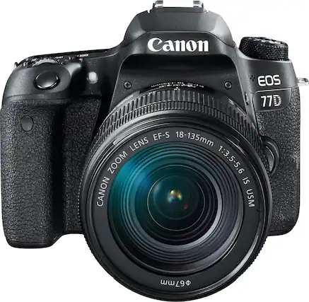 Front. Canon - EOS 77D DSLR Camera with EF-S 18-135mm IS USM Lens - Black.