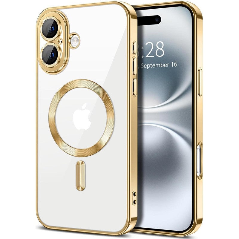 Front. Entronix - Entronix Magnetic Case for iPhone 17 - Clear Glossy Luxury Protection - Gold.