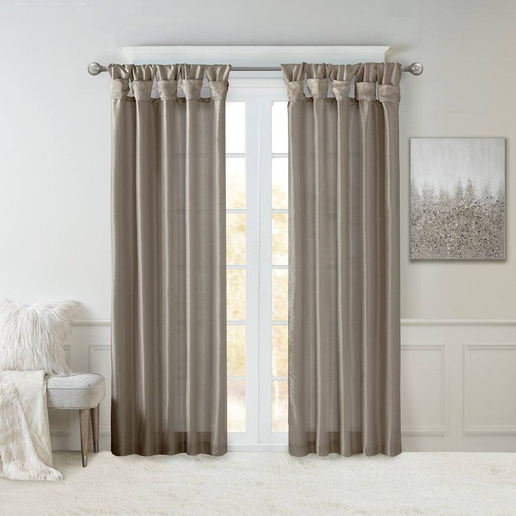 Alt View 10. BreeBe - Twist Tab Lined Window Curtain Panel Pewter 50x108' - Pewter.