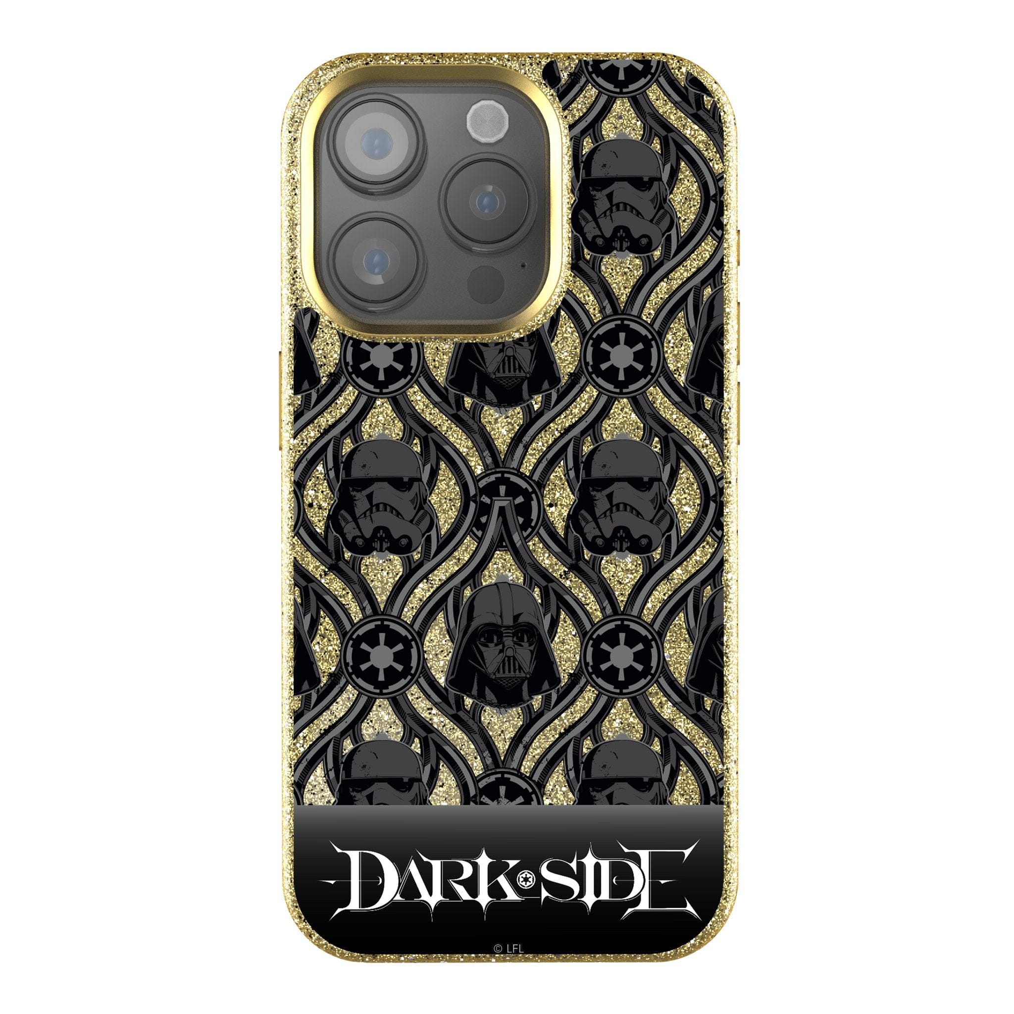 Keyscaper - Star Wars: A New Hope Pattern Gold Bling Phone Case - Apple iPhone 16 Pro - Dark Side